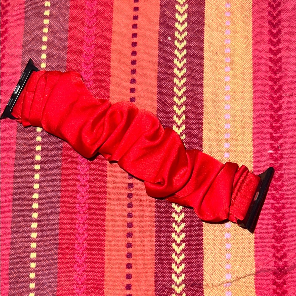 Apple Watch Series 8 Red Scrunchie Watch Band